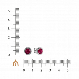 Серьги с бриллиантами и облагороженным рубином