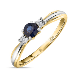 Кольцо с бриллиантами и сапфиром