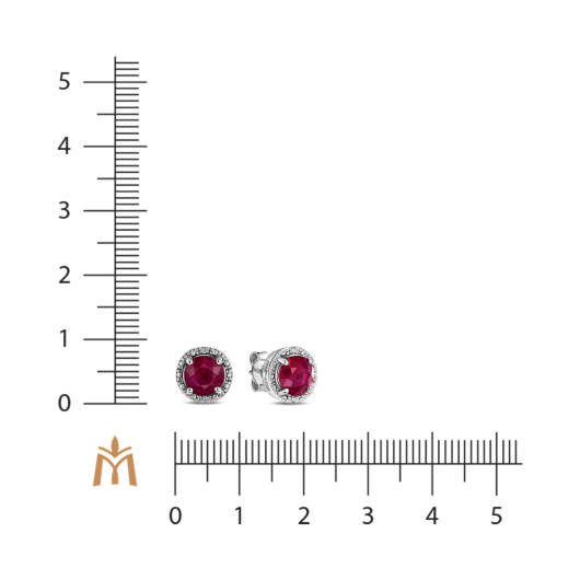 Серьги с бриллиантами и облагороженным рубином
