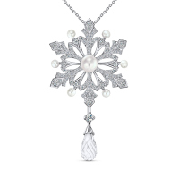 Колье с бриллиантами, жемчугом и кварцем - фото 1