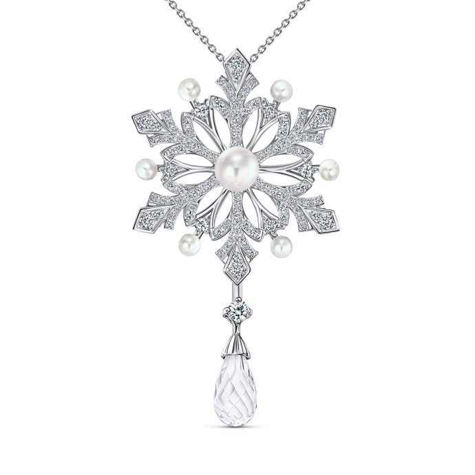 Колье с бриллиантами, жемчугом и кварцем - фото 1