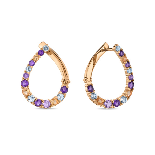 Серьги с топазами, аметистами и цитринами