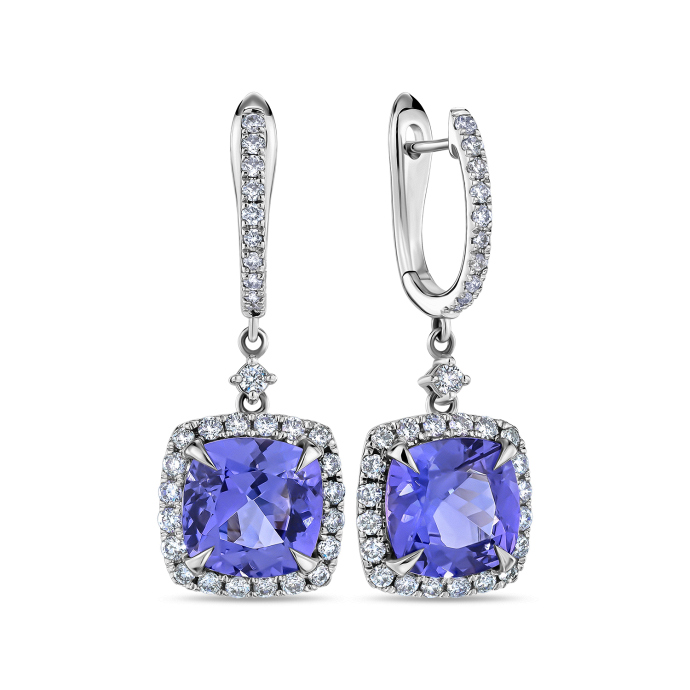 Серьги с бриллиантами и танзанитами - фото 1 Серьги с бриллиантами и танзанитами - фото 1