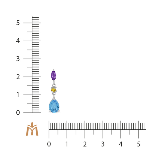 Подвеска с аметистом, топазом и цитрином - фото 2