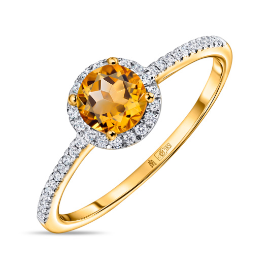 Кольцо с цитрином и бриллиантами