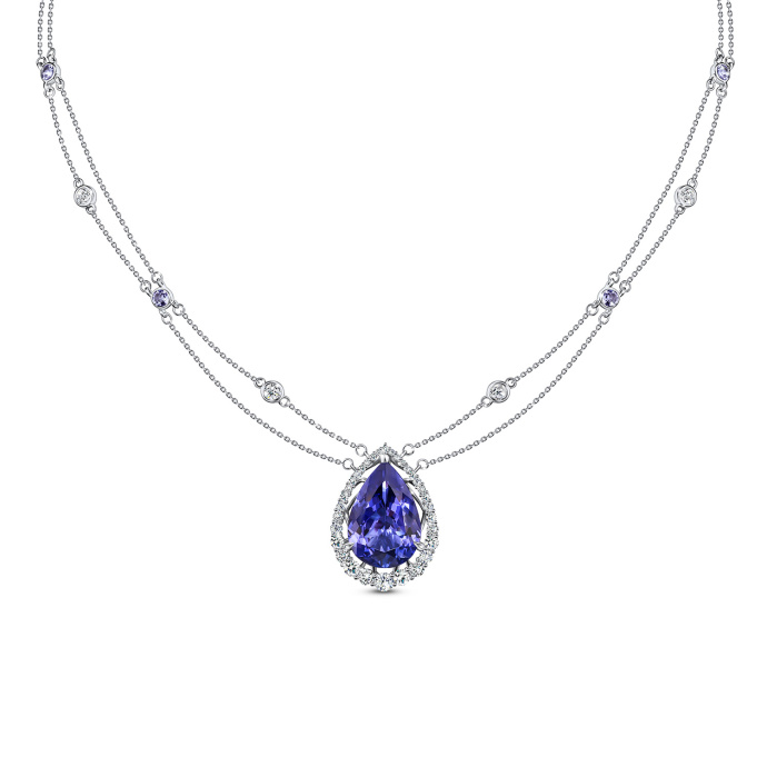 Колье с бриллиантом и танзанитами - фото 1 Колье с бриллиантом и танзанитами - фото 1