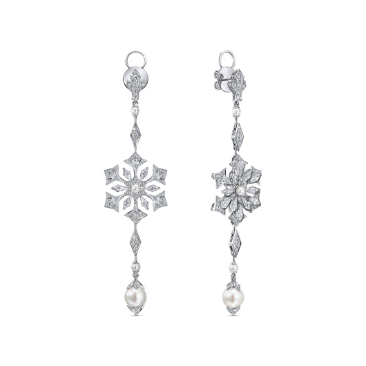 Серьги с бриллиантом и жемчугом