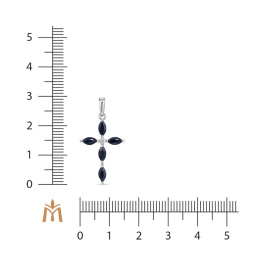 Крест с бриллиантом и сапфирами
