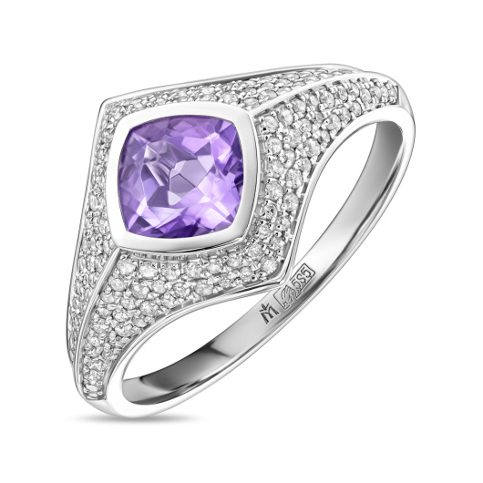 Кольцо с бриллиантами и аметистом