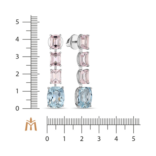 Серьги с аквамаринами и морганитами