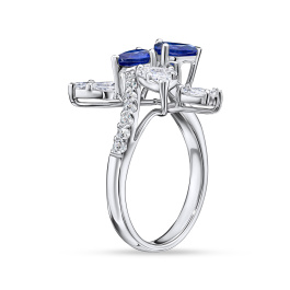 Кольцо с бриллиантами и сапфирами