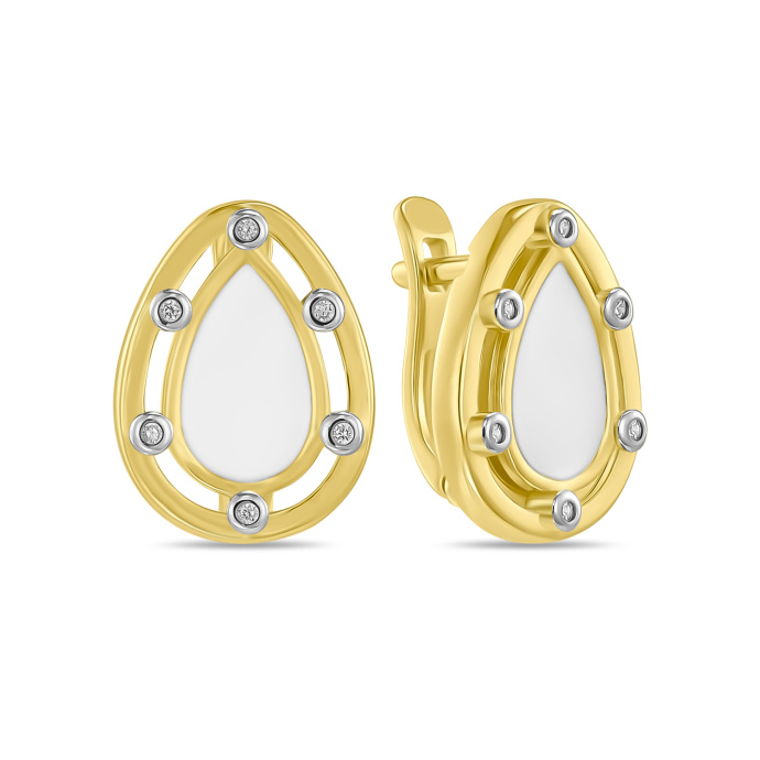 Серьги с эмалью и фианитами - фото 1 Серьги с эмалью и фианитами - фото 1