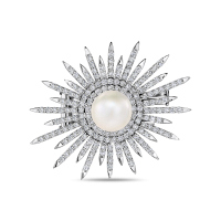 Брошь с бриллиантом и жемчугом - фото 1