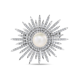 Брошь с бриллиантом и жемчугом