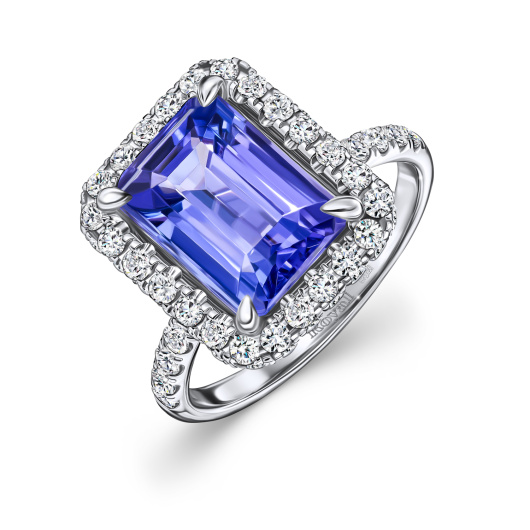 Кольцо с бриллиантами и танзанитом