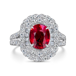 Кольцо с бриллиантами и рубином