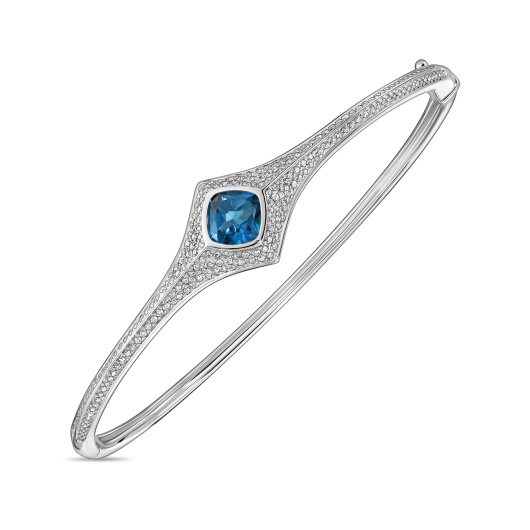 Браслет жесткий с бриллиантами и лондон топазом