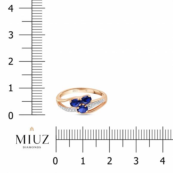 Кольцо с выращенным сапфиром и фианитами R01-27417SS-Z - Фото 2