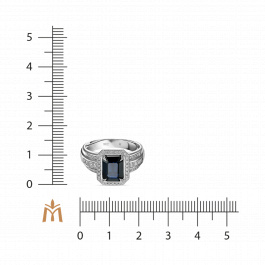 Кольцо с бриллиантами и сапфиром