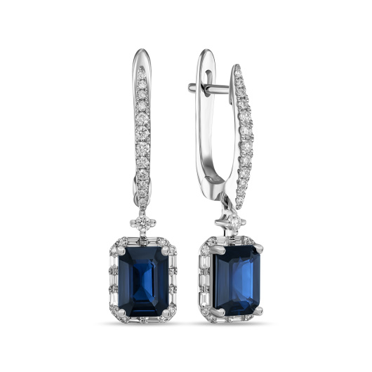 Серьги с бриллиантами и сапфирами