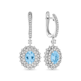 Серьги с аквамаринами и бриллиантами