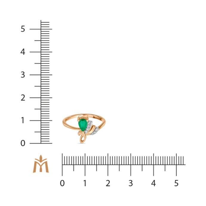 Кольцо с бриллиантами и изумрудом - фото 2