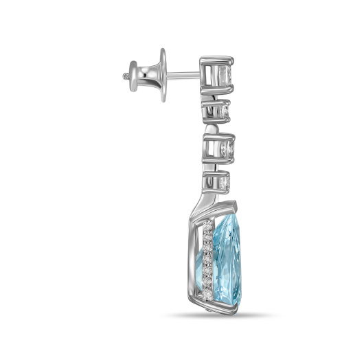 Серьги с аквамаринами, бриллиантами и цветными сапфирами