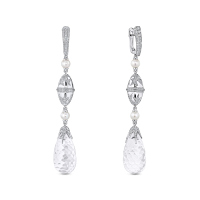 Серьги с бриллиантом, жемчугом и горных хрусталя - фото 1 Серьги с бриллиантом, жемчугом и горных хрусталя - фото 1