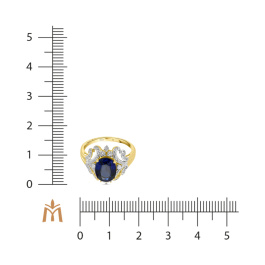 Кольцо с бриллиантами и нано сапфиром