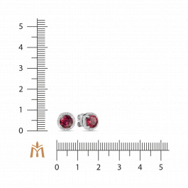 Серьги с бриллиантами и родолитами