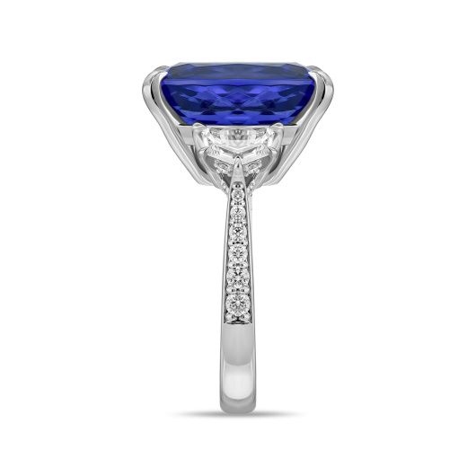 Кольцо с бриллиантами и танзанитом