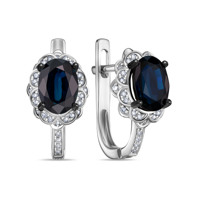 Серьги с бриллиантами и сапфирами - фото 1