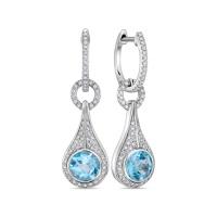 Серьги с топазами и бриллиантами - фото 1