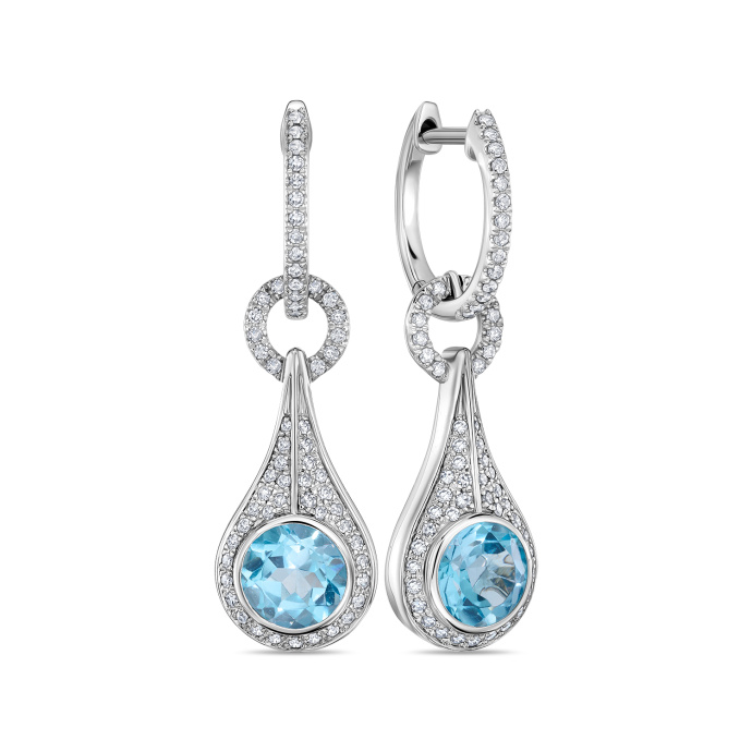 Серьги с топазами и бриллиантами - фото 1