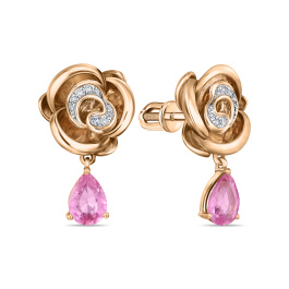 Серьги с бриллиантами и цветными сапфирами