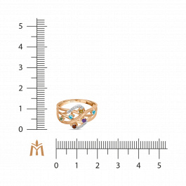 Кольцо с аметистом, топазом, цитрином, бриллиантами, гранатом и перидотом