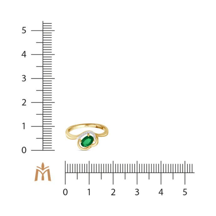 Кольцо с бриллиантами и изумрудом - фото 2