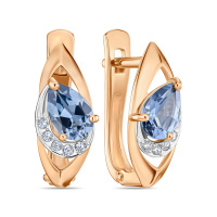 Серьги с лондон топазом и фианитами - фото 1 Серьги с лондон топазом и фианитами - фото 1