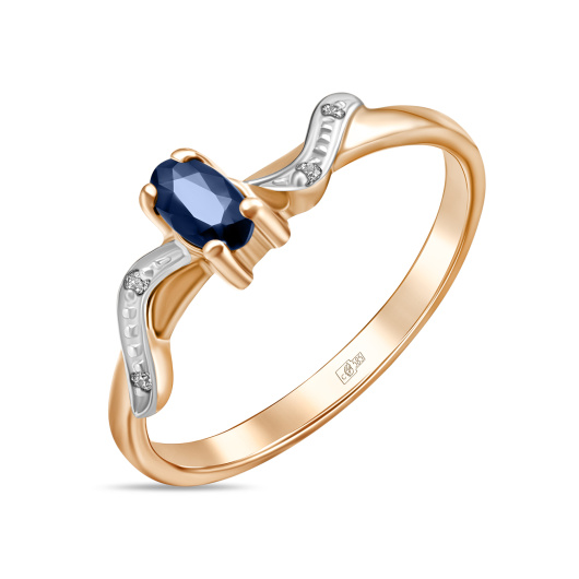 Кольцо с сапфиром и фианитом