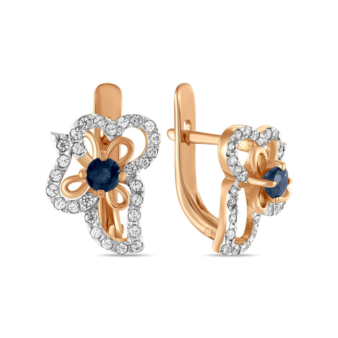 Серьги с сапфирами и фианитом - фото 1