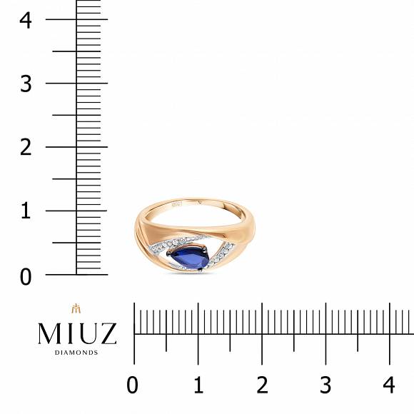 Кольцо с бриллиантами и сапфиром R2017-R312721SAP-R17 - Фото 2