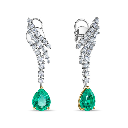 Серьги с изумрудами и бриллиантом