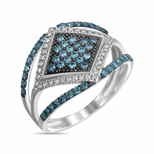 Кольцо с бриллиантами и цветными бриллиантами