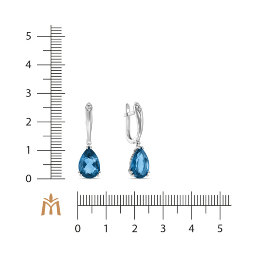 Серьги с бриллиантами и лондон топазом