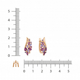 Серьги с аметистами и родолитами