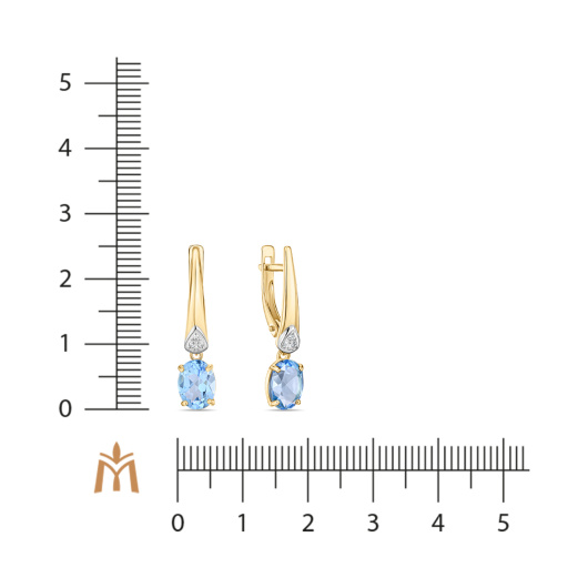 Серьги с топазами и фианитами