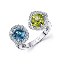 Кольцо с бриллиантами, перидотом и цирконом - фото 1