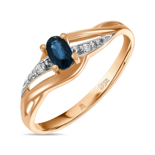 Кольцо с сапфиром и фианитом