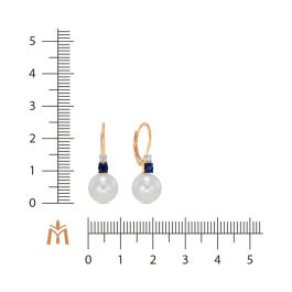 Серьги с бриллиантами, жемчугом и сапфирами