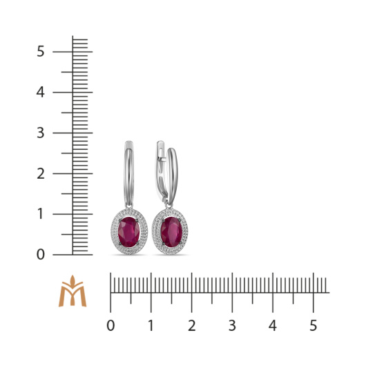 Серьги с облагороженным рубином